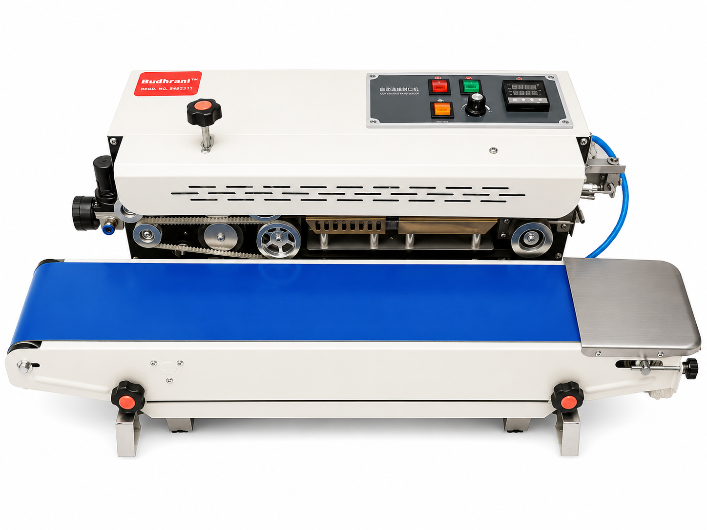 Budhrani® by MASTER MACHINES Heavy Duty Continuous Horizontal MS Band Sealer with Nitrogen Flushing Kit, Automatic Band Sealing Machine, Automatic Packaging Machine MM - 10