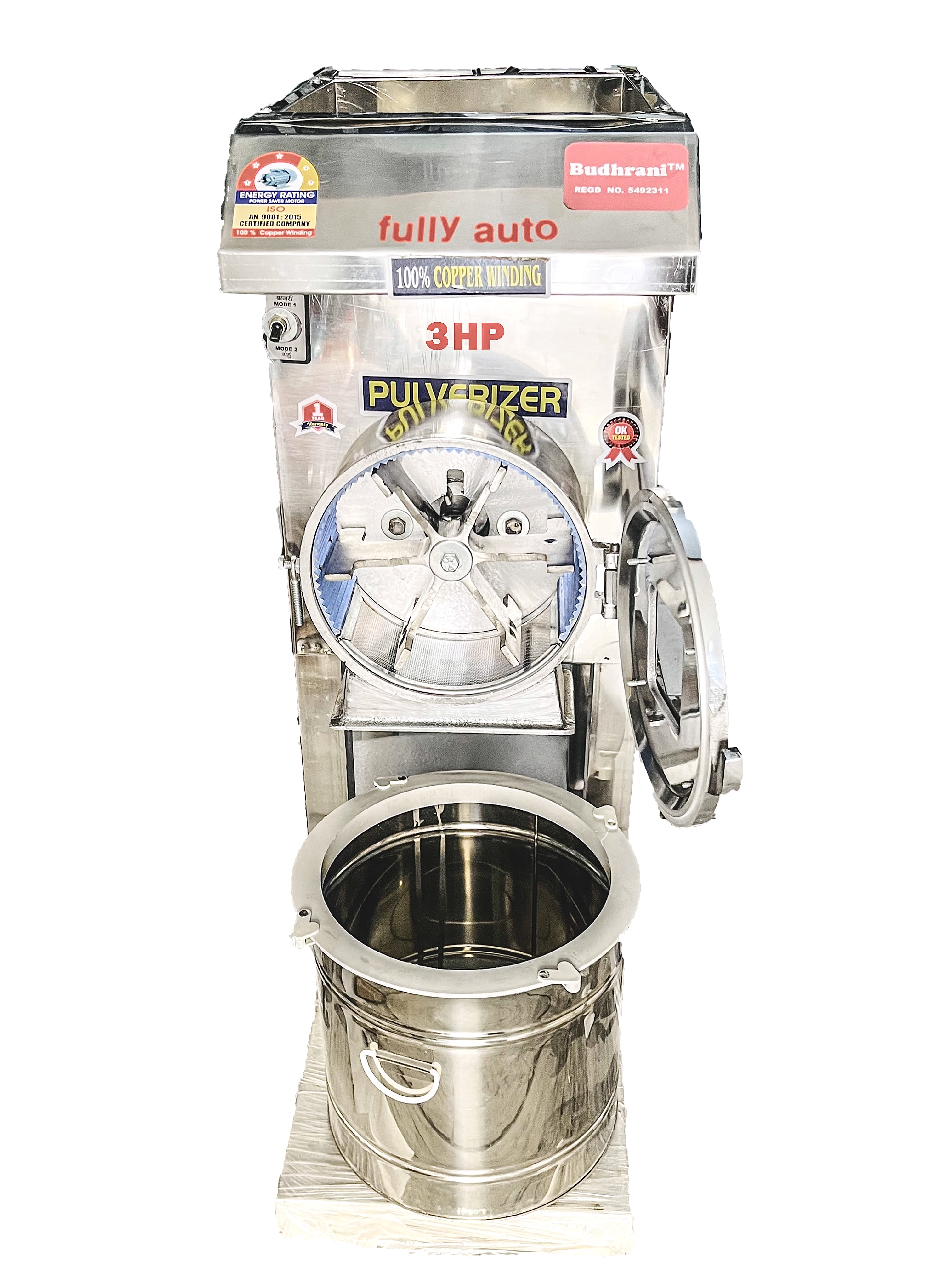 Budhrani by Master Machines Automatic Aata Chakki Pulverizer Machine 3 Hp Fully 25-30 Kgs 2 in 1 Commercial & Domestic Aata Chakki/Flour Mill/Aata Maker/Masala Heavy Duty Grinder MM-08