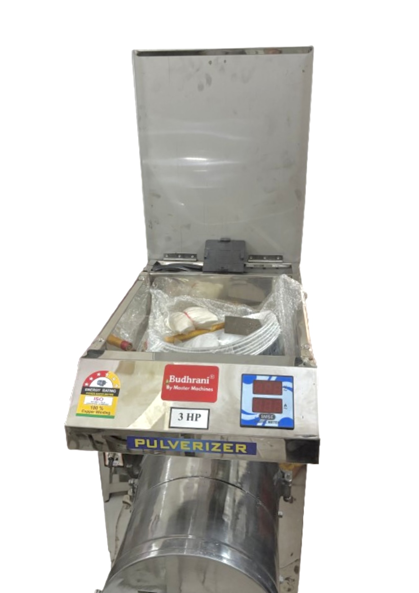 Budhrani by Master Machines Automatic Aata Chakki Pulverizer Machine 3 Hp Fully 25-30 Kgs 2 in 1 Commercial & Domestic Aata Chakki/Flour Mill/Aata Maker/Masala Heavy Duty Grinder MM-08 - Image 5