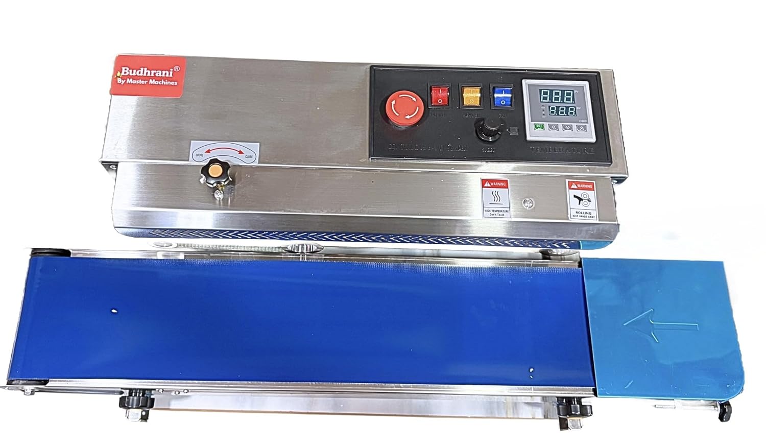 Budhrani® by MASTER MACHINES Heavy Duty Continuous Horizontal SS Band Sealer, Automatic Band Sealing Machine, Automatic Packaging Machine Model No MM-02
